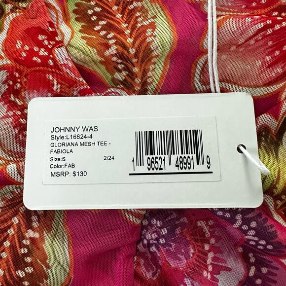 Jade Johnny Was Top Womens Small Pink Gloriana Mesh Tee Fitted Feminine Coquette - Picture 2 of 14